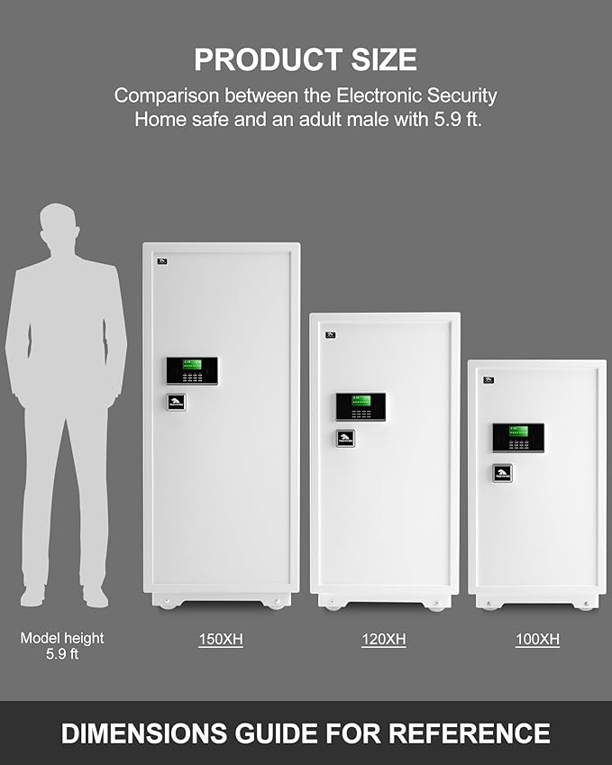 【US STOCK】TIGERKING 11.5 Cubic Feet Extra Large Heavy Duty Safe Box, Home Safe with Double Safety Key Lock and Separate Lock Box, Digital safe with 3 Removable Shelf for Home Hotel Office,180lbs
