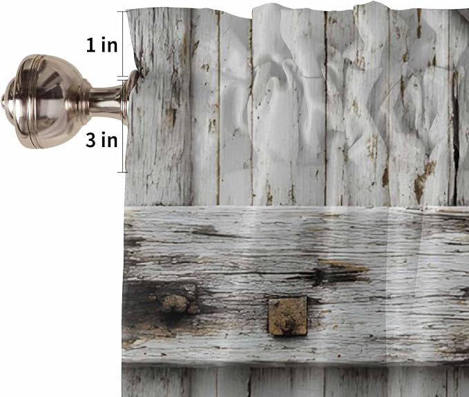 Vintage Gate Half Window Curtain 36 Inches Long, Farmhouse Wooden Grain Shabby - Image 6