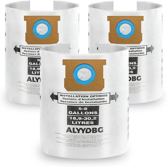 3 Pack Shop Vac 5-8 Gallon Filter Bags, ALYYDBG Type E by ALYYDBG