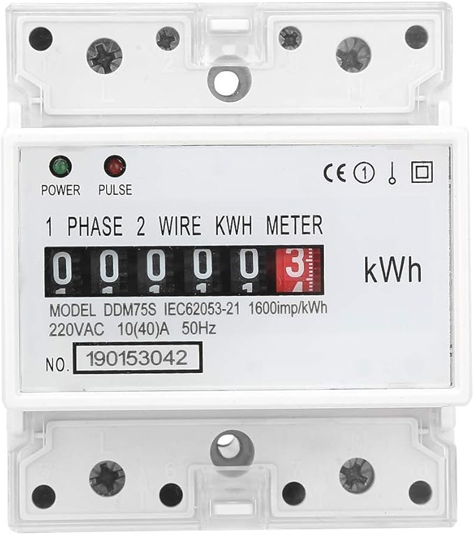 Watris Veiyi DDM75S 10-40A Single Phase KWH Meter, 4P Din Rail Energy Meter, Electric Meter, Electronic Din Rail KWh Meter, LED Electricity Power Consumption Wattmeter Energy Meter