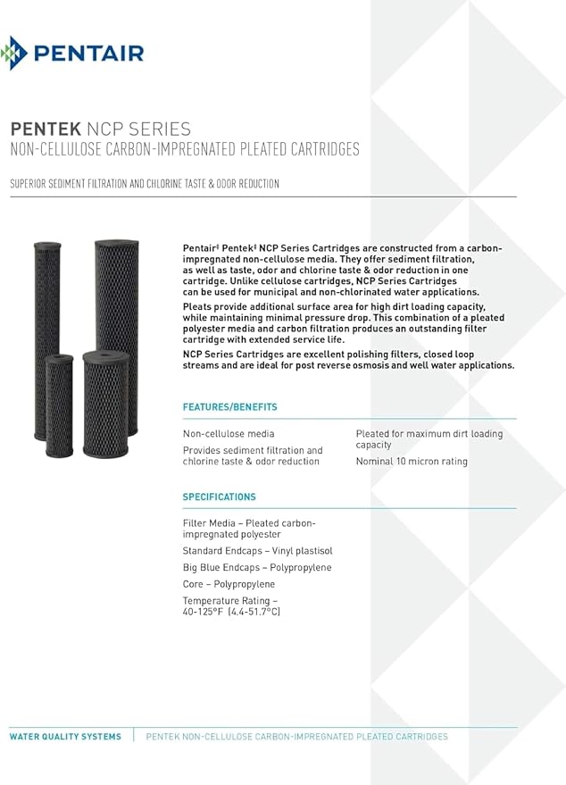 Pentair Pentek NCP-20BB Big Blue Carbon Water Filter, Whole House Non-Cellulose - Image 3