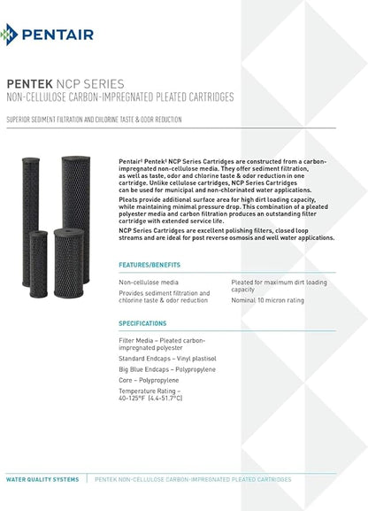 Pentair Pentek NCP-20BB Big Blue Carbon Water Filter, Whole House Non-Cellulose - Image 3