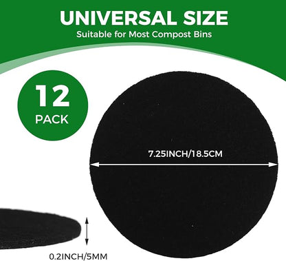 Compost Filters 12-Pack, 7.25 Inch Round Charcoal Filters - Image 2