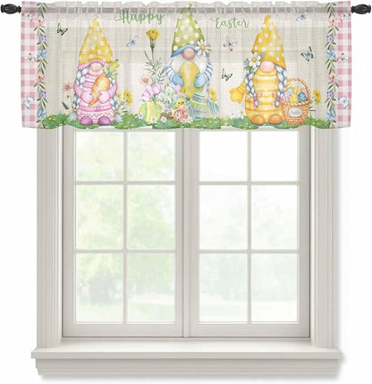 Easter Sheer Valances for Windows 54"x18", Light Filtering Kitchen Curtains by Unknown