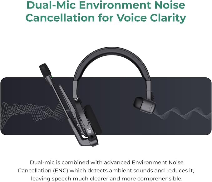 Accsoon Como MIC02-R Wireless Headset Intercom System - Full Duplex 1312ft Team Communication, 9-Person Group Talk, 10+ Hour Battery Life, Black