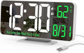 KOSUMOSU Alarm Clock for Bedroom, 6.7" Led Desk Digital Clock,Mirror Clock,Dual Alarm Clock for Living Room with Seconds,Date,Week,12/24h,Dimming,Temp