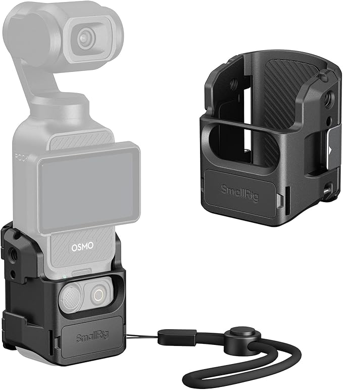 SMALLRIG Expansion Adapter Accessorie for DJI Osmo Pocket 3, Aluminium Protective Cage, 52g Lightweight Mount for Pocket 3, with Cold Shoe Mount, 1/4"-20 Threaded Toles and Claw Ports