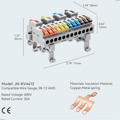 4pcs DIN Rail Terminal Blocks, DIY Splicing Wire Connectors - Image 5