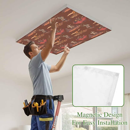 Cowboys Horses 4 Pcs Fluorescent Light Covers 4 x 2 Feet, Desert Ethnic Winds - Image 3