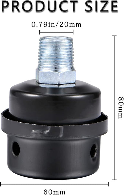 Pack of 2 1/2" Thread Male Thread Diameter 20mm Air Compressor Silencer Filter - Image 5
