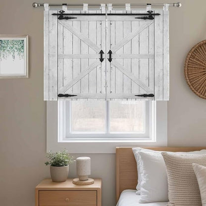 Farmhouse Wood Grain Kitchen Curtains 45 Inch Length, Short Cafe Window - Image 9