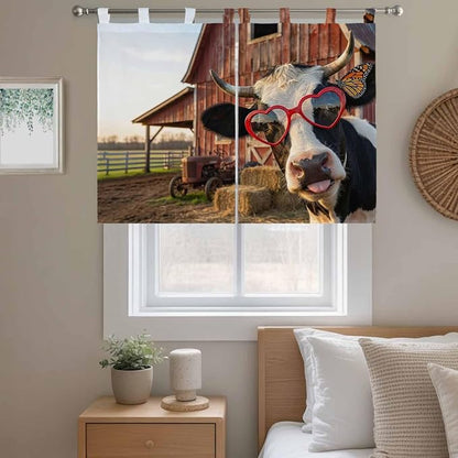 Farm Cows Kitchen Curtains 45 Inch Length, Short Cafe Window Curtains Tab Top - Image 9