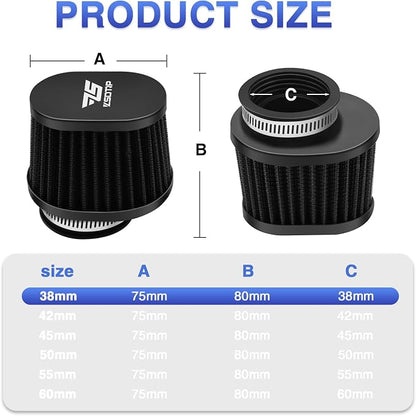 2PCS Motorcycle Air Filter Universal 38MM Replacement Engine Filter High - Image 2
