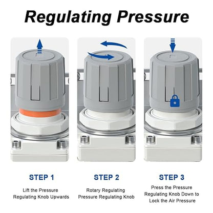 AIRZOE 1/2" NPT Compressed Air Filter Regulator Lubricator Combo, Air - Image 6