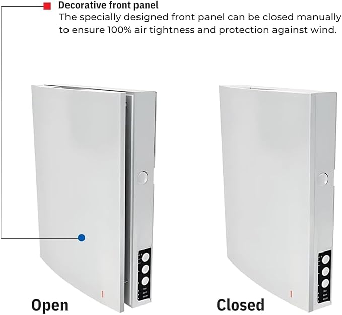 VENTS-US Twinfresh Expert RA1-50-2 - Ductless Through The Wall Ventilation Fan with Remote Control and Built-in Humidity sensor, Timer and Weekly Scheduler