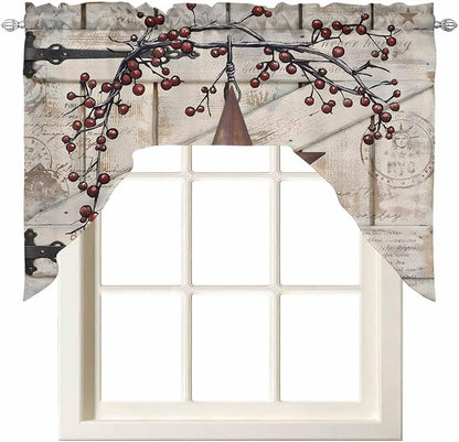 Village Stars Swag Kitchen Curtains Valance and Tier Set, Vintage Rust Yellow - Image 3