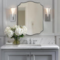 ANDY STAR Brushed Nickel Mirror, 24x32 Inch Unique Mirror for Bathroom, Silver Bathroom Vanity Mirror, Modern Curved Design, Rust-Proof Stainless Steel Metal Frame