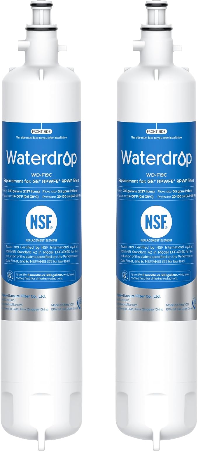Waterdrop WD-F19C Replacement for GE® RPWFE®, RPWF Refrigerator Water Filter by Waterdrop