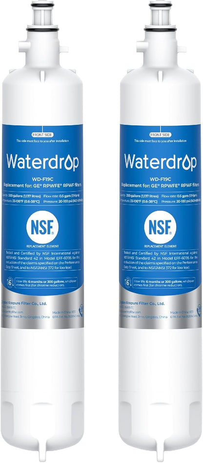 Waterdrop WD-F19C Replacement for GE® RPWFE®, RPWF Refrigerator Water Filter by Waterdrop