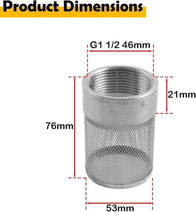Dia Hose Inlet Suction Strainer Filter, Stainless Steel Water Pump Filter - Image 6