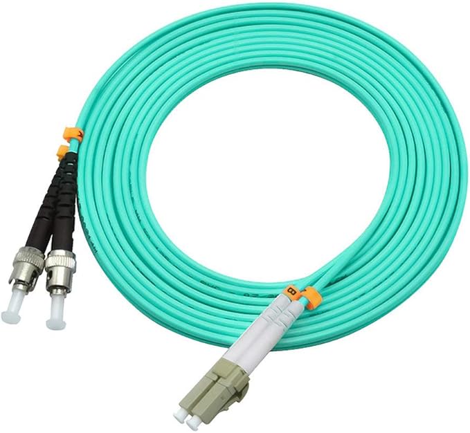 Jeirdus 100 Meters 328ft LC to ST Duplex 50/125 10G OM3 Multi-Mode Fiber Optic Cable Jumper Optical Patch Cord LC-ST