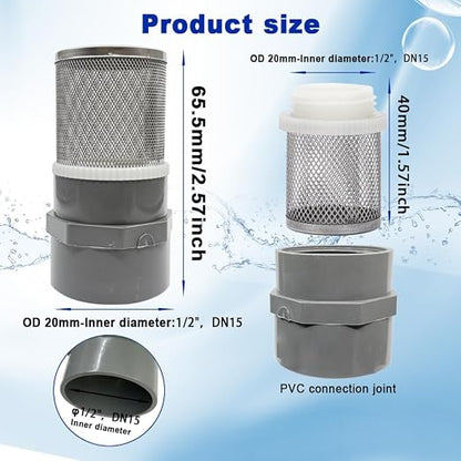 1/2" inch stainless steel filter cover connected to 1/2" grey pvc filter DN15 - Image 4