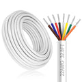 22 Gauge 8 Conductor Electrical Wire, 32.8FT White Stranded Low Voltage 22/8 PVC Case, 22 AWG Tinned Copper 8 Wire Extension Power for Strips LED Lamp Lighting