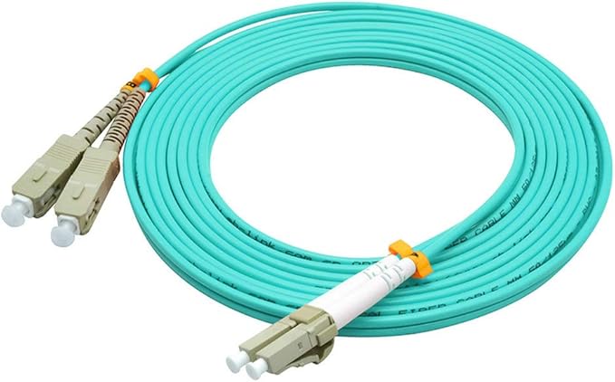 Jeirdus 1Meter 3ft LC to SC Duplex 50/125 10G OM3 Multi-Mode Fiber Optic Cable Jumper Optical Patch Cord LC-SC