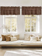 2 Pack Kitchen Valance for Windows, Farm Brown Wood Board Light Filtering Rod by Alandar+Home