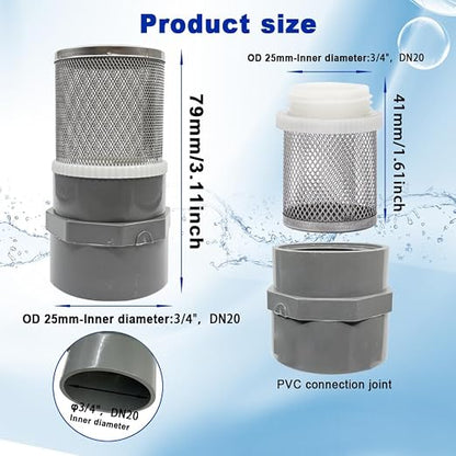 3/4" Stainless Steel Filter Cover Connected to 3/4" DN20 Grey PVC Water Pipe - Image 4