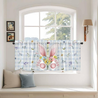 Easter Kitchen Tier Curtains 36 Inch Long 2 Panel Set, Rod Pocket Half Window by Unknown