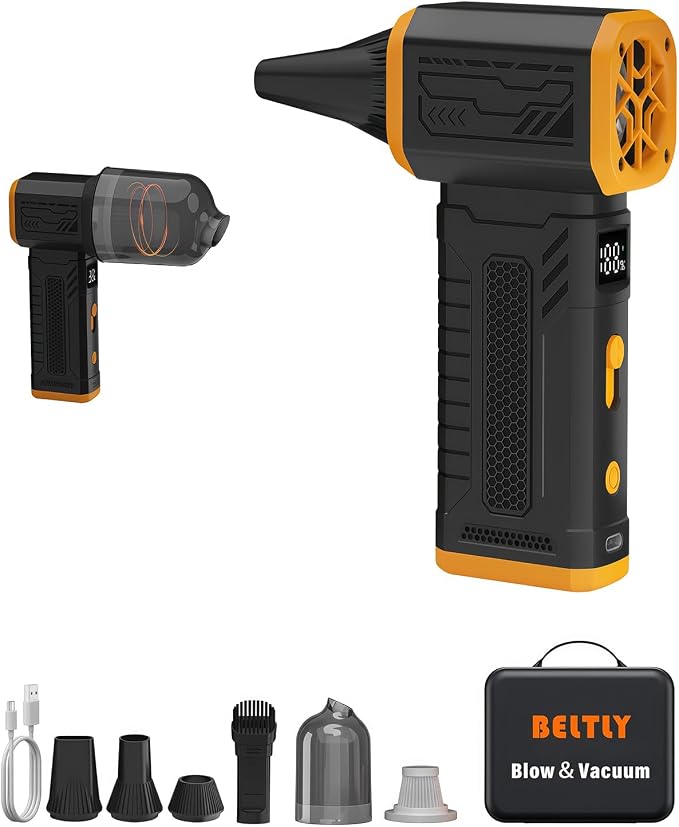Compressed Air Duster, 130K RPM Powerful Cordless Mini Blower by BELTLYAirDusterCarVacuum