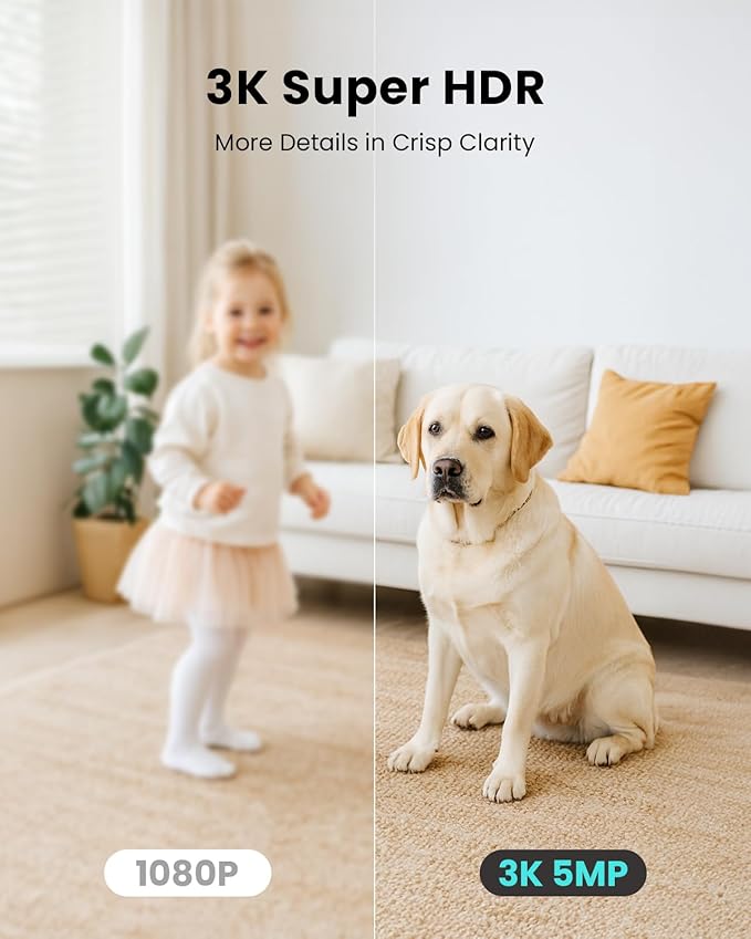 CAMSTRO 3K Indoor Security Camera 2 Pack, 360° Pan/Tilt WiFi Camera for Home Security, 2.4/5GHz Pet/Dog/Baby Camera with Phone App, Night Vision, Two-Way Audio, 24/7 SD/Cloud Storage, Works with Alexa