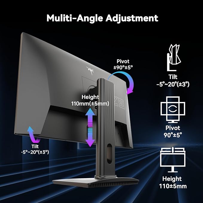 KTC 24.5 Inch 240Hz Gaming Monitor, FHD 1080p Fast IPS Computer Monitor, 1ms with Adaptive-Sync, HDR400, HDMI x2, DPx1, VESA Mount, Tilt/Pivot/Height Adjustment, H25T7-3