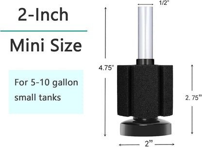 AQUANEAT Aquarium Air Powered Sponge Filter, Fish Tank Bio Bubble Filter - Image 2