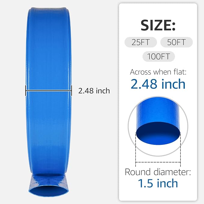 1.5" x 100 FT Pool Backwash Hose, Heavy Duty PVC Discharge Hose, Lay Flat - Image 3