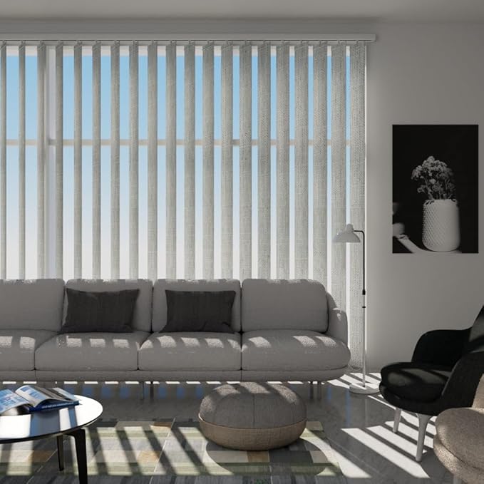 Blindify Motorized Vertical Blinds, Blackout Sliding Door Shades Vertical Shades Remote Control Customize, 3-Layer Dark Grey