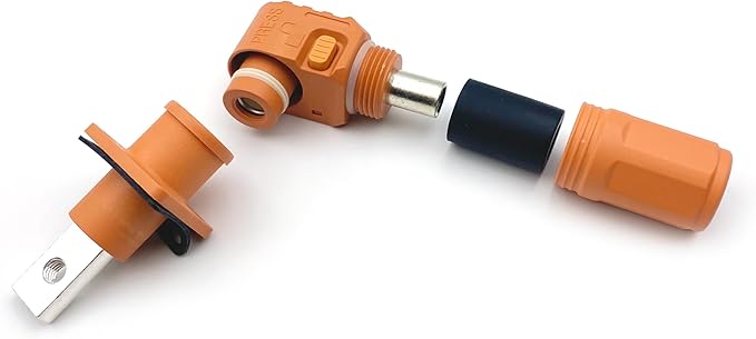 1 Set Battery Energy Storage Connector, 100A 16mm² High Current Connectors Quick Plug Terminal Orange Right Angle Plug and Socket IP67 Waterproof Power Adapter (100A, Orange)