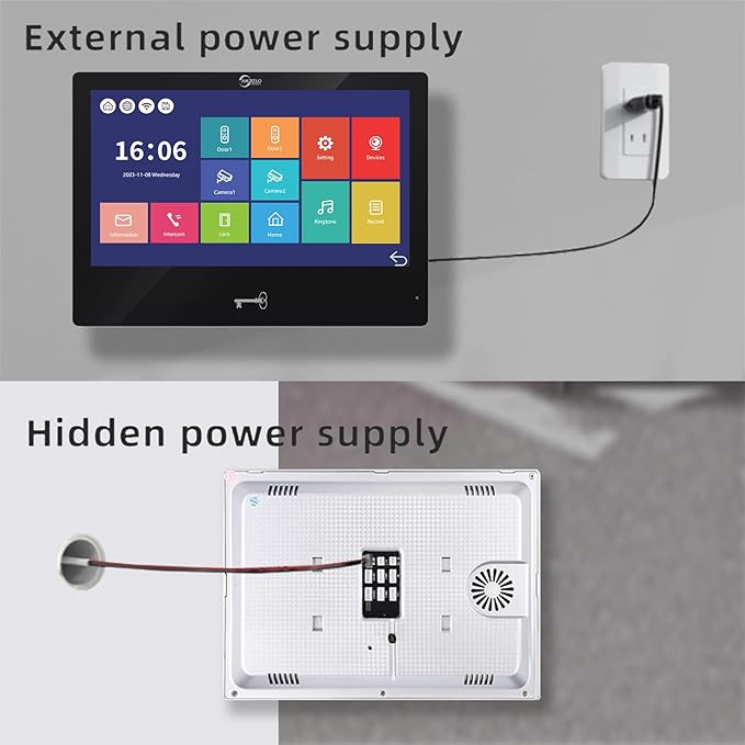 Wired Video Apartment Intercom System,Door Phone Kit,10 Inch Touch Monitor with 1080P HD Doorbell Camera,Supporting Motion Detecting 5 in 1 RFID Card Unlcking for Home Villa (2 Doorbell + 1 Monitor)