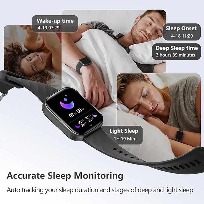 FITVII Health & Fitness Tracker (Answer/Make Calls), Smart Watch with 24/7 Heart Rate and Blood Pressure, Sleep Tracking, Blood Oxygen Monitor, 120+ Sport Modes Activity Tracker for Women Men