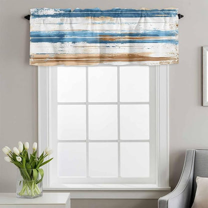 Vintage Blue Valances for Windows, 1 Panel - Image 2