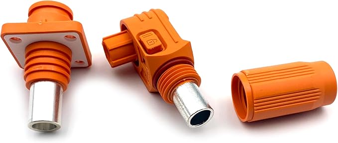 1 Set Battery Energy Storage Connector, 200A High Current Connectors Quick Plug Terminal Orange Right Angle Plug and Socket IP67 Waterproof Power Adapter Crimping 50mm² Wiring (1500V)