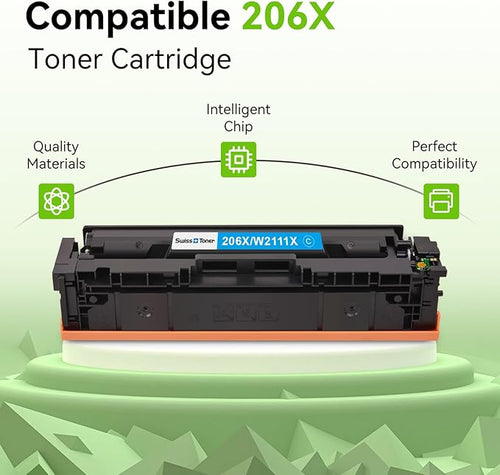 206X Toner Cartridges 4 Pack High Yield with Chip Compatible Replacement for HP 206 X 206A HP206X HP206A for Color LaserJet Pro MFP M283fdw M283cdw M283fdn M282nw M255dw M255nw M283 M282 M255 Printer