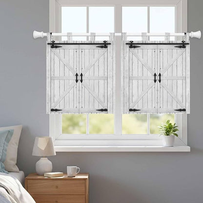Farmhouse Wood Grain Kitchen Curtains 24 Inch Length, Small Window Curtains Tab - Image 9