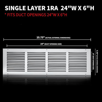 Return Air Grill 24x6, Air Return Vent Cover, Flat Vent Cover, Rejillas De Aire - Image 2