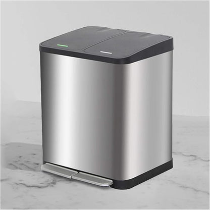 Trash Can Kitchen Large Capacity Foot-Operated Trash Can Double Three Bin by Unknown
