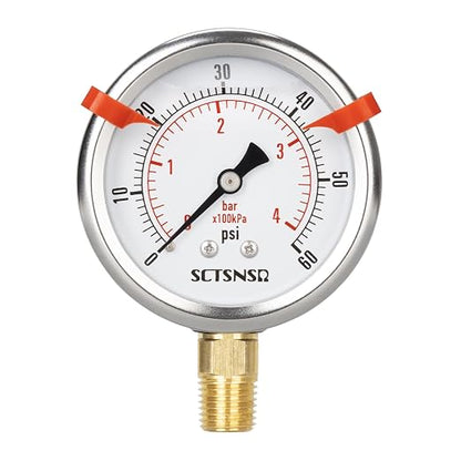 0 to 60 Psi Pressure Gauge, Glycerin Liquid Filled, 2.5 inch Dial, 1/4" NPT - Image 8