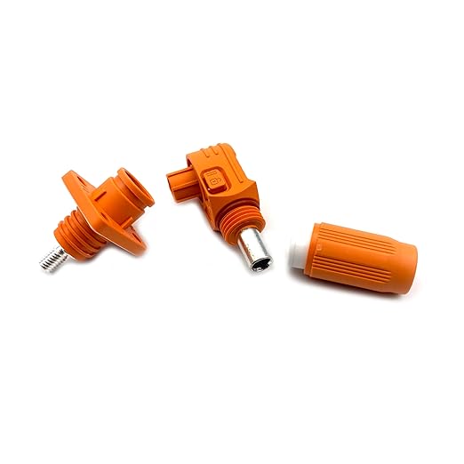 300A Battery Energy Storage Connector, 95mm² High Current Connectors IP67 Waterproof Stud Wiring Power Adapter Quick Plug Terminal Right Angle Plug and Socket （1500V Orange