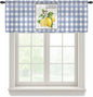 Lemon Sheer Valance Curtains, Summer Fruit Floral Wood Grain Blue Plaid Light by Houseown