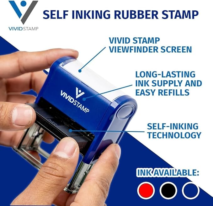Basic Closed Self Inking Rubber Stamp (Blue Ink) - X-Large 2 Pack